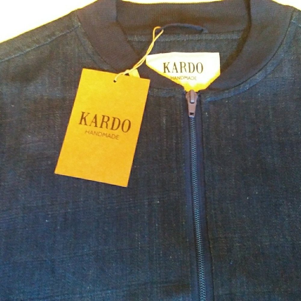Kardo handmade denim bomber jacket. Large! NWT!
